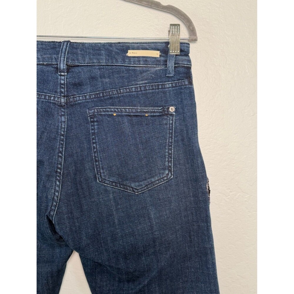Anthropologie Pilcro Sequin Floral Embroidered Slim Boyfriend Jeans 28 Crop - Picture 8 of 16